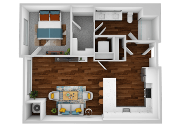the floor plan of studio suite with bedroom and living room
