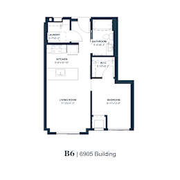 A floor plan of apartment B6 in the 6900 building.