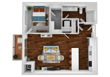 the interior of the apartment is shown in this rendering