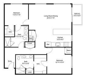 a floor plan of a house with a bedroom and a living room