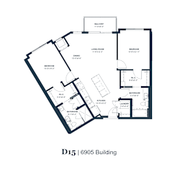 Floor plan of apartment D15 in the 6905 Building.