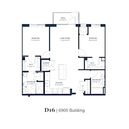 A floor plan of a building with rooms labeled, such as "BATHROOM" and "KITCHEN".