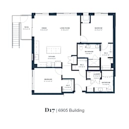 A floor plan of apartment D17 in the 6905 Building.