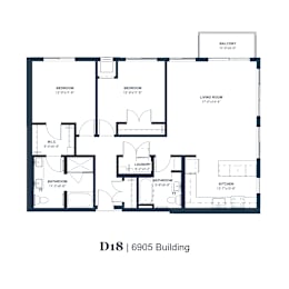 A black and white image of a floor plan for a D18 6905 Building.