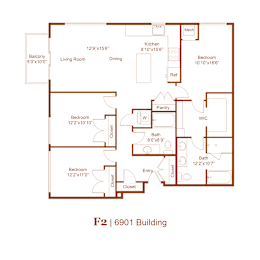 A floor plan of a building labeled F2 | 6901 Building.