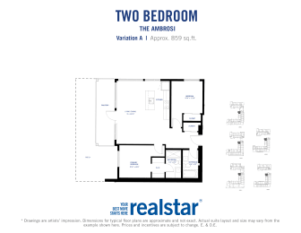 the floor plan of two bedroom apartment