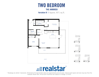 the floor plan of two bedroom apartment
