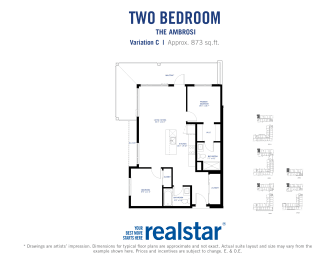a floor plan of two bedroom apartment