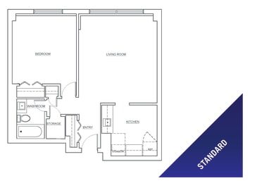 St. Lawrence Village one bedroom, one bathroom standard floorplan in St. Catharines, ON