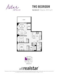A floor plan for a two bedroom apartment with a balcony, dining room, living room, kitchen, and bathroom.