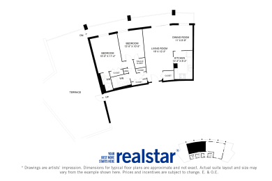 Harbourview Apartments 2-bedroom, 1-bath layout variation A-Penthouse in Oakville, ON