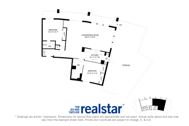 Harbourview Apartments 2-bedroom, 2-bath layout variation A - Penthouse in Oakville, ON