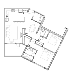 Hoylake Apartments 2 bedroom, 2 bathroom floor plan variation C in Victoria, BC