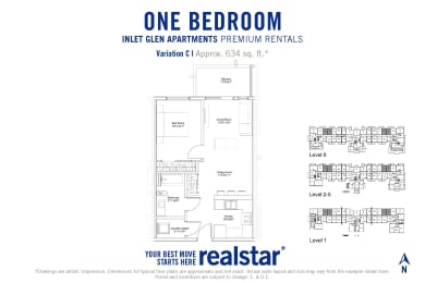 Inlet Glen Apartments in Port Moody, BC 1 bed 1 bath floor plan C