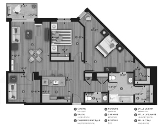 Floor Plan  La Voile Pointe-Claire 2 bedroom 2 bathroom apartment floor plan in Pointe Claire, QC