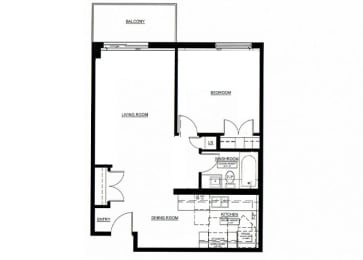 Lord Simcoe in Niagara Falls, ON renovated 1 bedroom floor plan