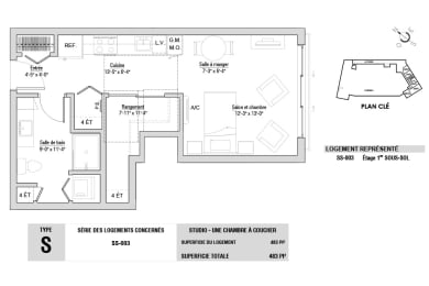 Floor Plan  Lumineau in Sherbrooke, QC 1 bed 1 bath floorplan A