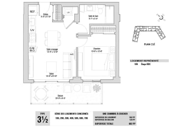 Floor Plan  Lumineau in Sherbrooke, QC 1 bed 1 bath floorplan C