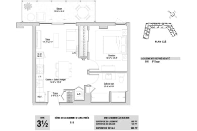 Floor Plan  Lumineau in Sherbrooke, QC 1 bed 1 bath floorplan D