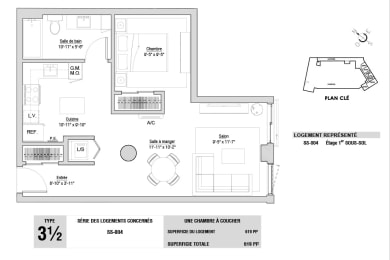 Floor Plan  Lumineau in Sherbrooke, QC 1 bed 1 bath floorplan H