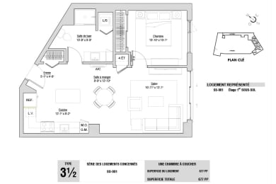 Floor Plan  Lumineau in Sherbrooke, QC 1 bed 1 bath floorplan I
