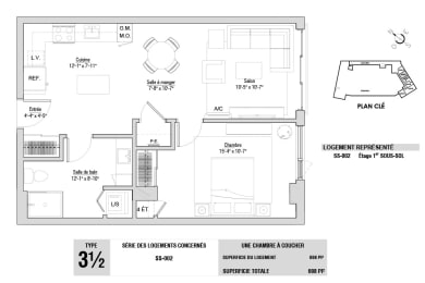 Floor Plan  Lumineau in Sherbrooke, QC 1 bed 1 bath floorplan J