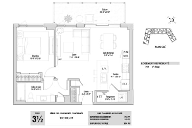 Floor Plan  Lumineau in Sherbrooke, QC 1 bed 1 bath floorplan K