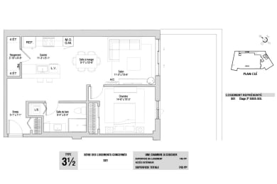 Floor Plan  Lumineau in Sherbrooke, QC 1 bed 1 bath floorplan M