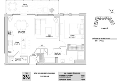 Floor Plan  Lumineau in Sherbrooke, QC 1 bed 1 bath floorplan O