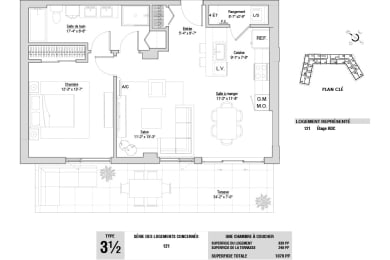 Floor Plan  Lumineau in Sherbrooke, QC 1 bed 1 bath floorplan R