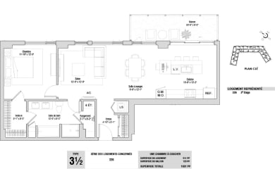 Floor Plan  Lumineau in Sherbrooke, QC 1 bed 1 bath floorplan W