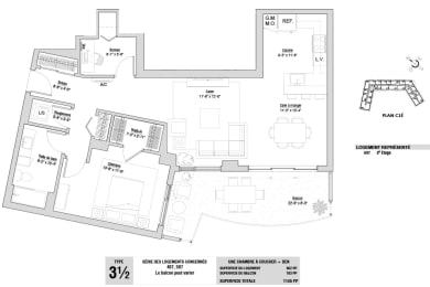 Floor Plan  Lumineau in Sherbrooke, QC 1 bed 1 bath floorplan X