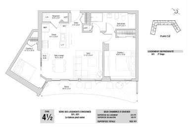 Floor Plan  Lumineau in Sherbrooke, QC 2 bed 1 bath floorplan A