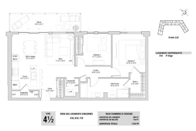 Floor Plan  Lumineau in Sherbrooke, QC 2 bed 1 bath floorplan C