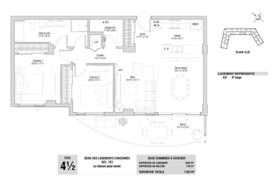 Floor Plan  Lumineau in Sherbrooke, QC 2 bed 1 bath floorplan D