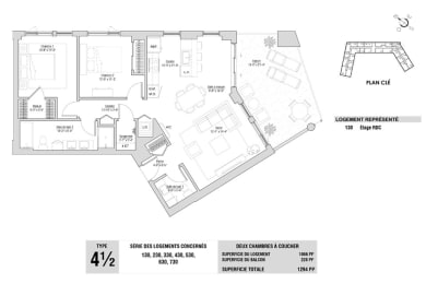 Floor Plan  Lumineau in Sherbrooke, QC 2 bed 1 bath floorplan G