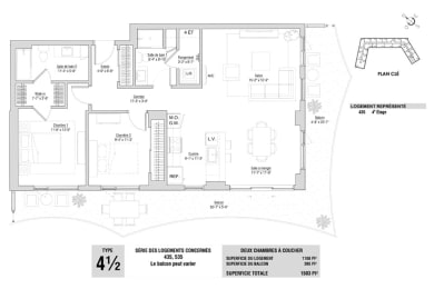 Floor Plan  Lumineau in Sherbrooke, QC 2 bed 2 bath floorplan B