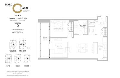 Floor Plan  A floor plan for a property by Marc Hagall shows the layout of a bedroom and bathroom.
