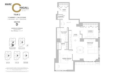 Floor Plan  A floor plan for Marc Hagall Avant Garde shows a second floor with two bedrooms and a washroom.