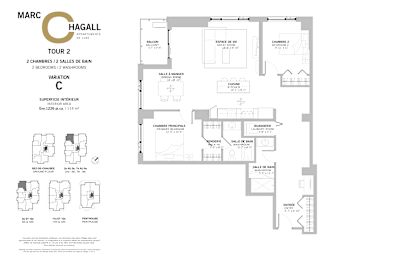 Floor Plan  A floor plan for Marc Hagall Apartments showing the layout of Tour 2.