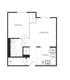 Floor Plan  One bedroom, one bathroom apartment variation B at Mary Street Apartments in Whitby, ON
