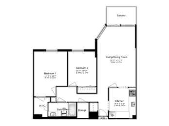 2 bed, 1 bath, generous apartments with balcony