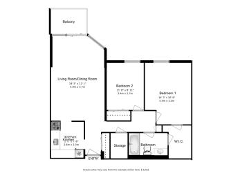 Prince William Apartments 2 bedroom, 1 bathroom floor plan in Belleville, ON