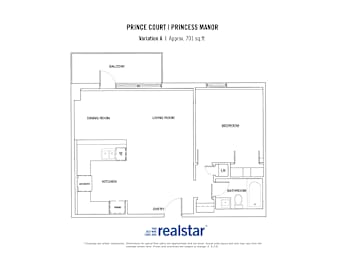 Floor Plan  A floor plan for a Prince Court Princess Manor apartment.