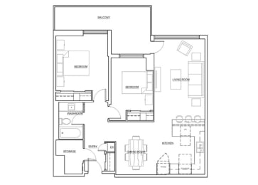 Royal Rose in Etobicoke,ON open concept 2 bed 1 bath floor plan