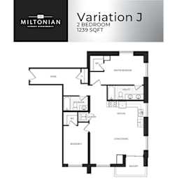 A floor plan for a 2 bedroom apartment at the Miltonian Luxury Apartments.