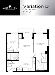 A floor plan for a 2 bedroom apartment by Miltonian.
