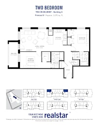 A floor plan for a two bedroom apartment is displayed.