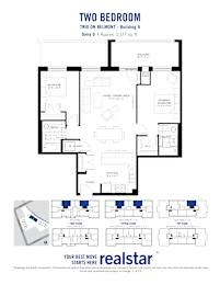 A floor plan for a two bedroom trio on Belmont shows the layout of the rooms.