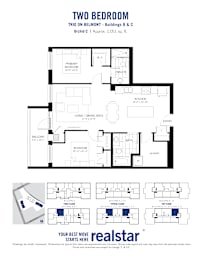 A floor plan for a two bedroom apartment at the Belmont - Buildings B & C Orchid C.
